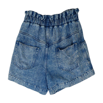 Blue Solid Denim Shorts