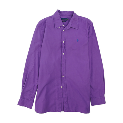 Purple Solid Long Sleeve Button Down