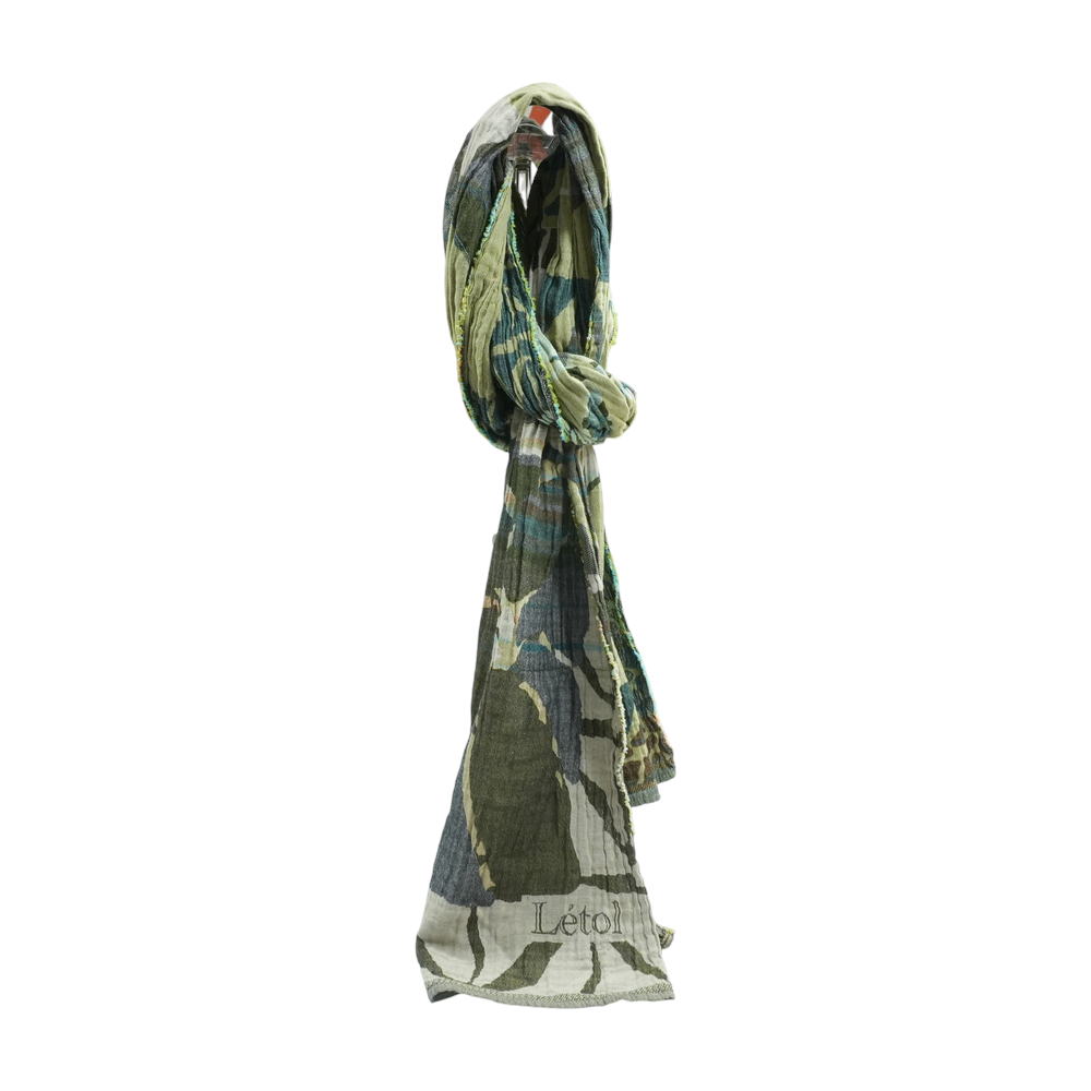 Multi Graphic Cotton Blend Scarf
