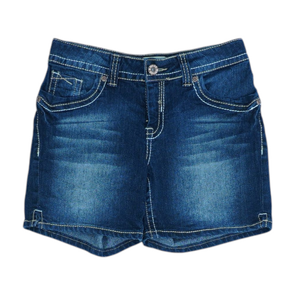 Blue Solid Denim Shorts