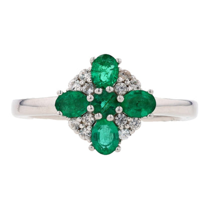 3/4 ctw Sterling Silver Emerald Fashion Ring