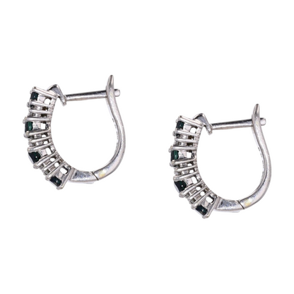 1/8 ctw 10K White Gold Diamond Hoop Earrings