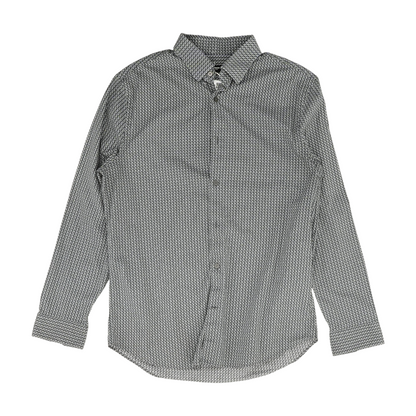 Gray Print Long Sleeve Button Down