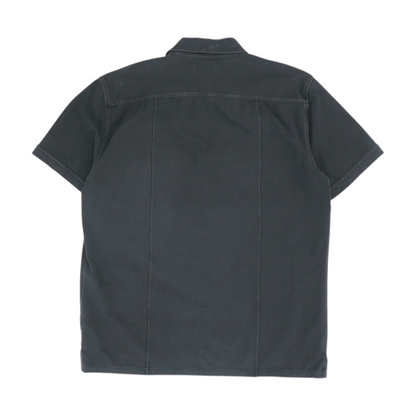 Black Solid Short Sleeve Button Down