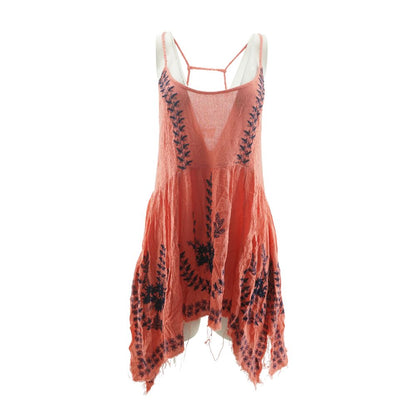 Coral Embroidery Detail Mini Dress