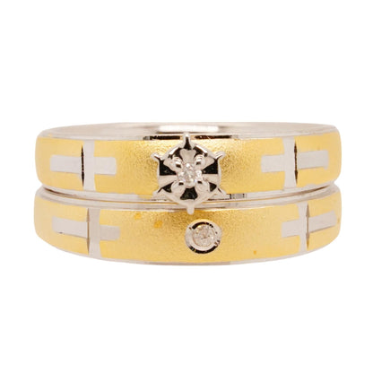 Sterling Silver Two Tone Diamond Bridal Ring Set