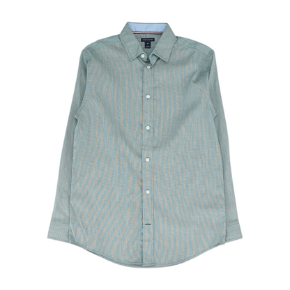 Green Houndstooth Long Sleeve Button Down