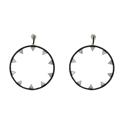 Sterling Silver Dangles With Black Rhodium And 14K Yellow Gold Posts Earrings
