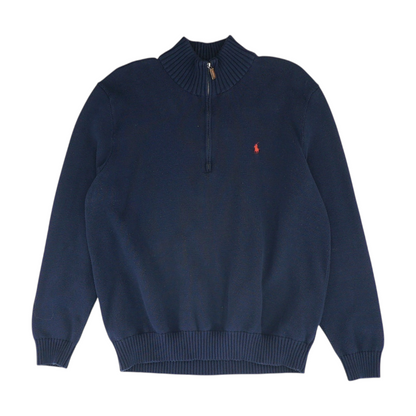 Navy Solid 1/4 Zip Sweater