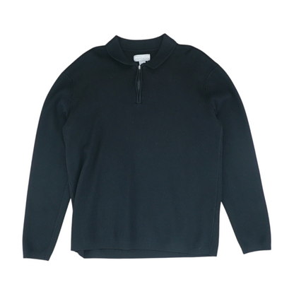 Black Solid 1/4 Zip Sweater