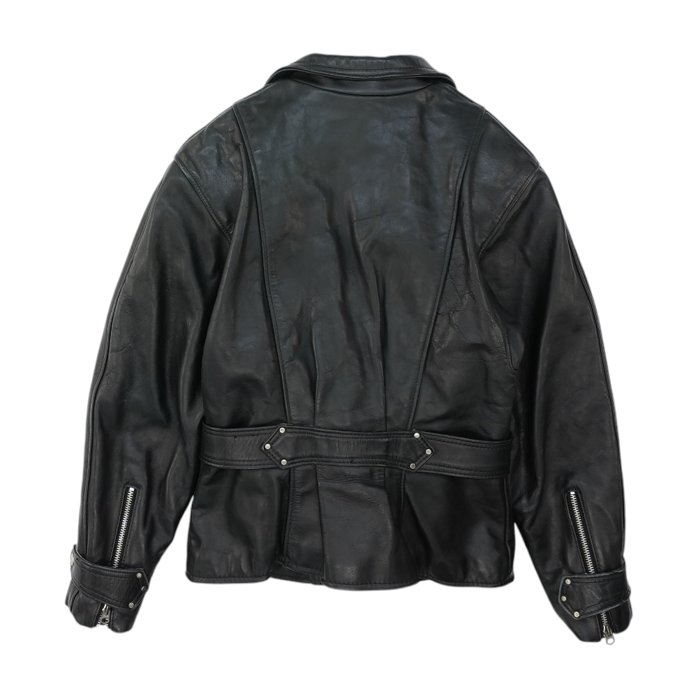 Black Solid Leather Jacket