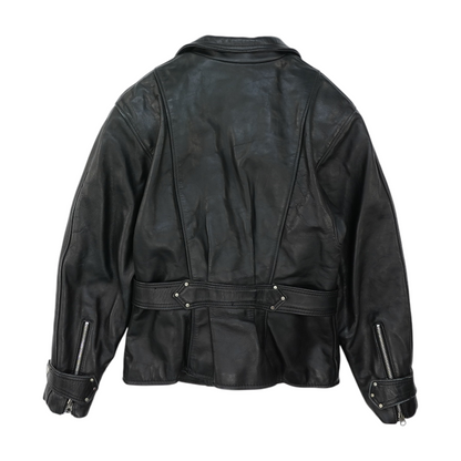 Black Solid Leather Jacket