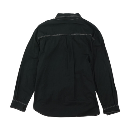 Black Solid Long Sleeve Button Down