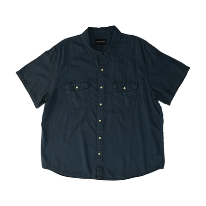 Navy Solid Short Sleeve Button Down