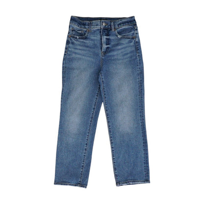 Blue Short High Rise Straight Leg Jeans