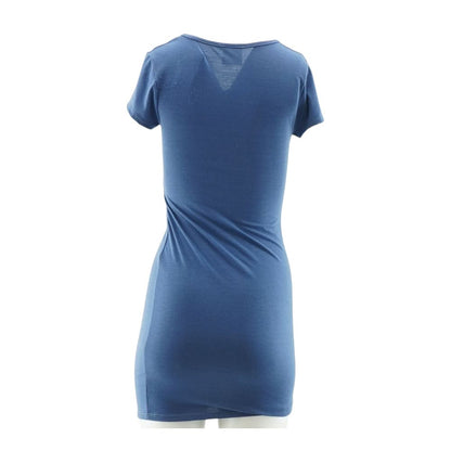 Blue Solid Midi Dress