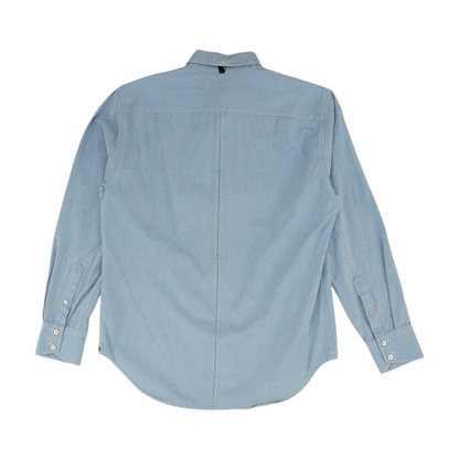 Blue Solid Long Sleeve Button Down