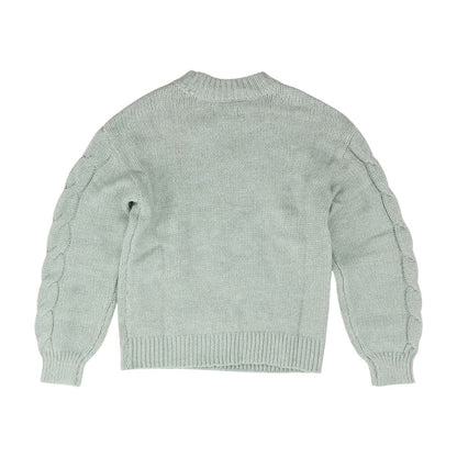 Green Solid Crewneck Sweater