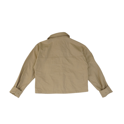 Tan Solid Denim Jacket