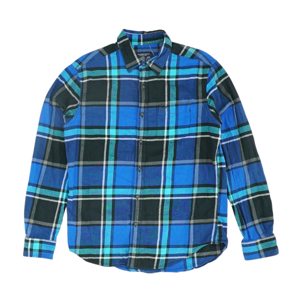 Blue Plaid Flannel Button Down