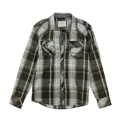 Blue Plaid Long Sleeve Button Down