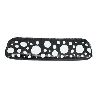 Black & White Infinity Dots Elizabeth Pencil Pouch in Epi Leather