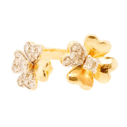 .33 ct 14K Two Tone Gold Open Two Flower Diamond Band