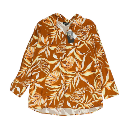 Brown Plus Floral Button Down
