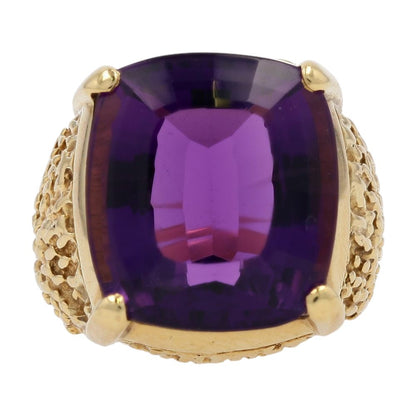 18K Gold Large Deep Purple Specialty Cut Square Stone Cocktail Ring
