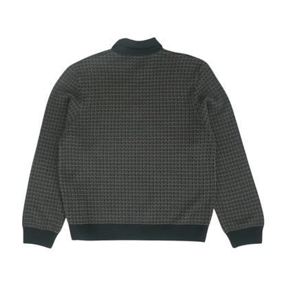 Gray Print Long Sleeve Polo