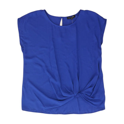Blue Solid Short Sleeve Blouse
