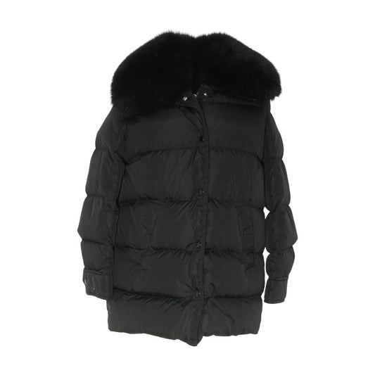 Black Mesange Fox Fur Collar Puffer Coat
