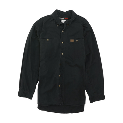 Black Solid Long Sleeve Button Down