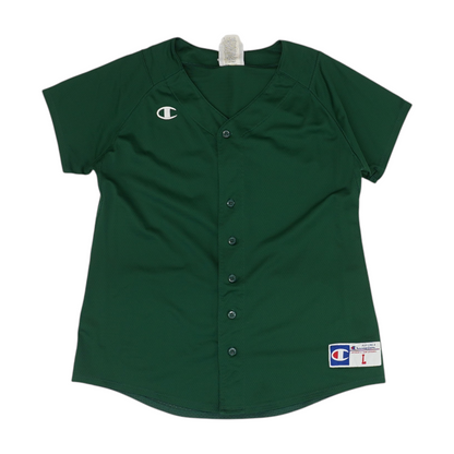 Green Solid Short Sleeve Button Down