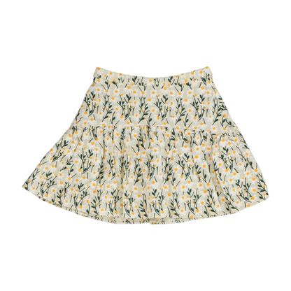 Beige Floral Mini Skirt