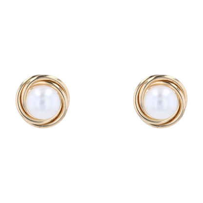 14K Yellow Gold Cultured Pearl Stud Earrings