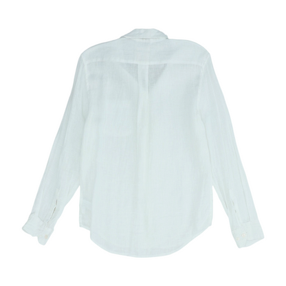 White Solid Long Sleeve Button Down