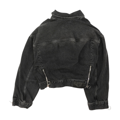 Black Solid Denim Jacket