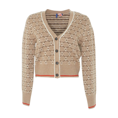 Brown Print Cardigan Sweater