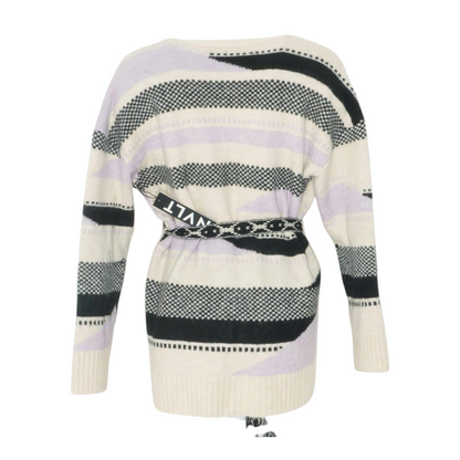 Ivory Striped Cardigan Sweater