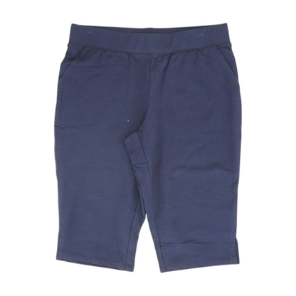 Navy Petite Solid Active Capris