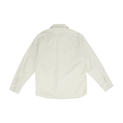 Beige Solid Flannel Button Down