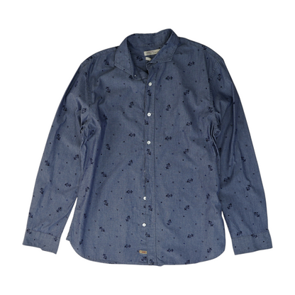 Blue Print Long Sleeve Button Down