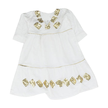 White Solid Midi Dress
