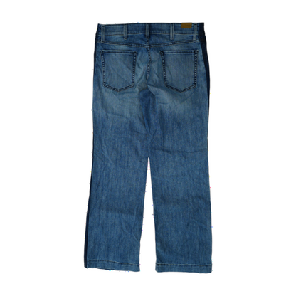 Blue Long Color Block Wide Leg Jeans