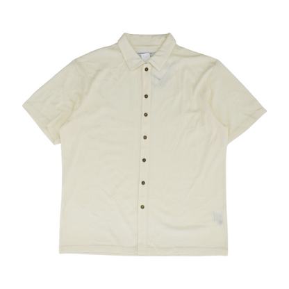 Cream Solid Short Sleeve Button Down