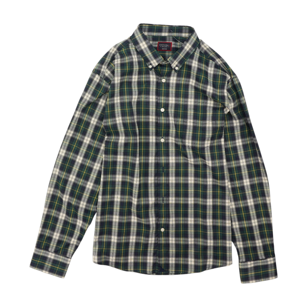 Green Plaid Long Sleeve Button Down