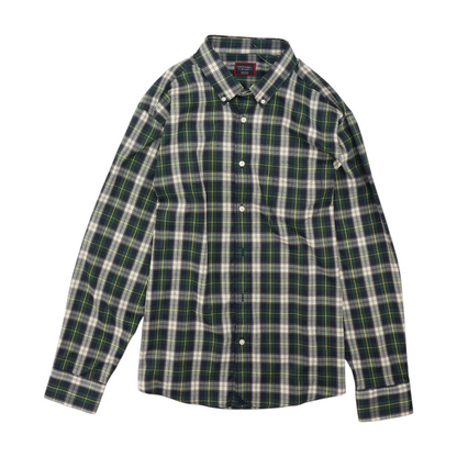 Green Plaid Long Sleeve Button Down