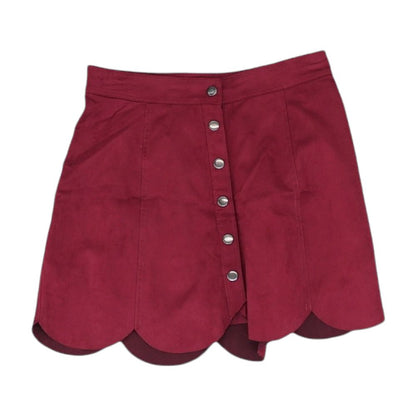 Burgundy Solid Mini Skirt