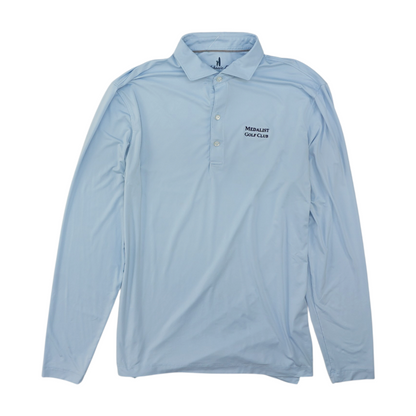 Blue Solid Long Sleeve Polo